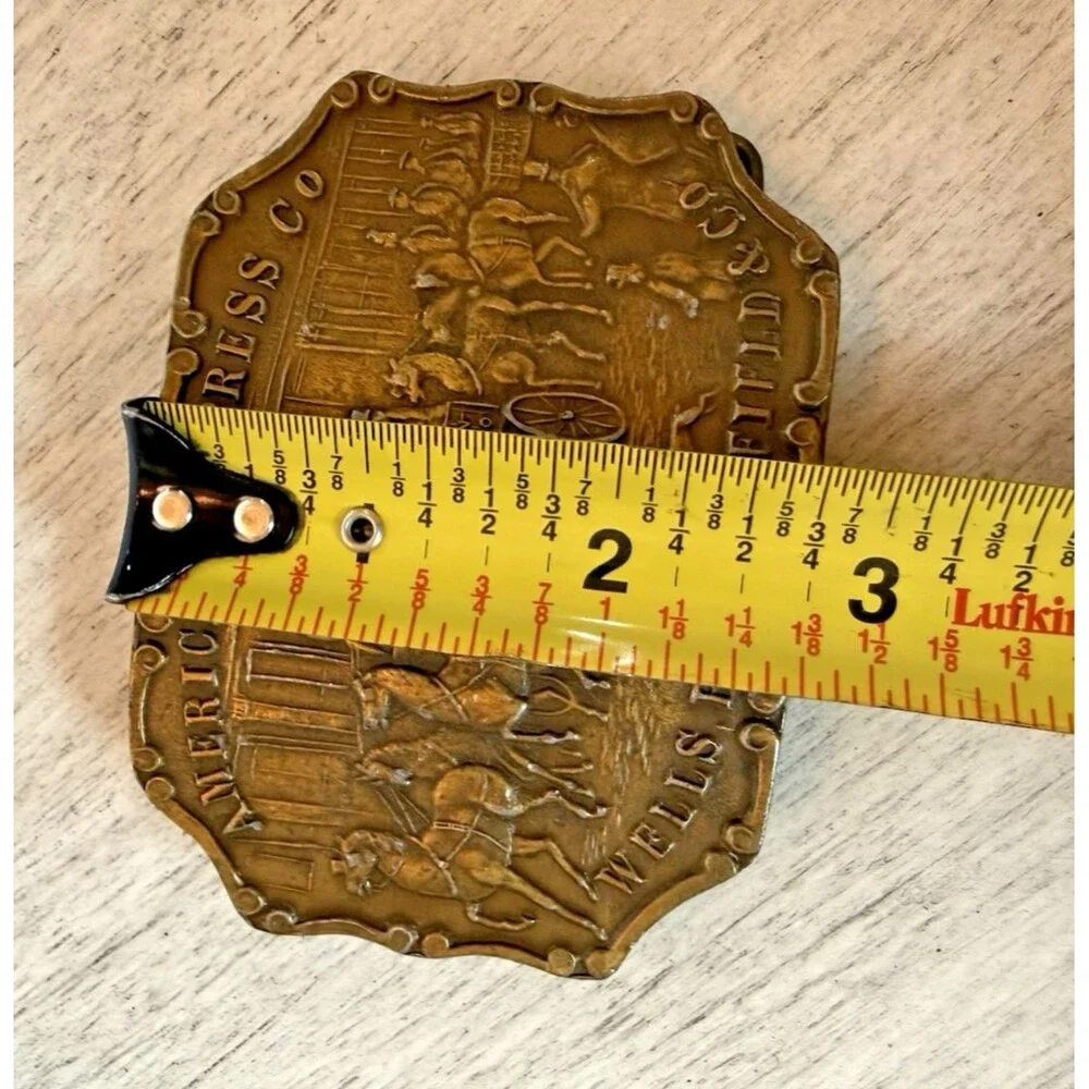 Indiana Metal Craft Brass Belt Buckle American Express Wells Butterfield Vintage